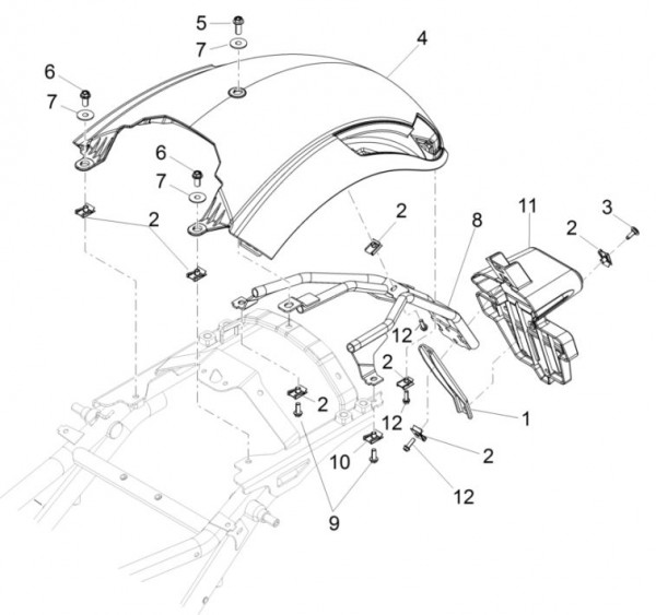 Fahrgestell Kotflügel hinten - Moto-Guzzi Audace 1400ccm 4T 8V AC 2016- ZGULC000